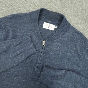 The Normal Brand 1/4 Zip Sweater Mens XXL (Fits XL) Blue Cotton Blend Soft Knit